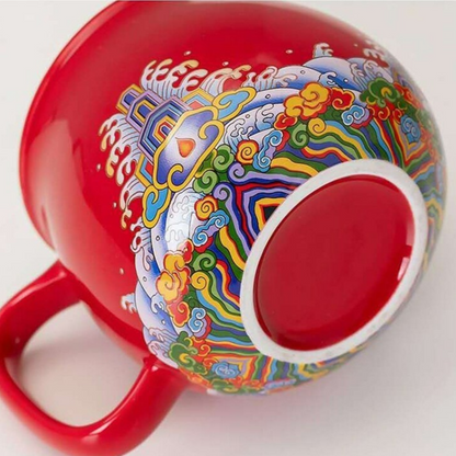Roztomilý šťastná kočičí čaj a hrnek na kávu s infuzí zakázané městské kočičí šálek s víkem keramický ženský čaj