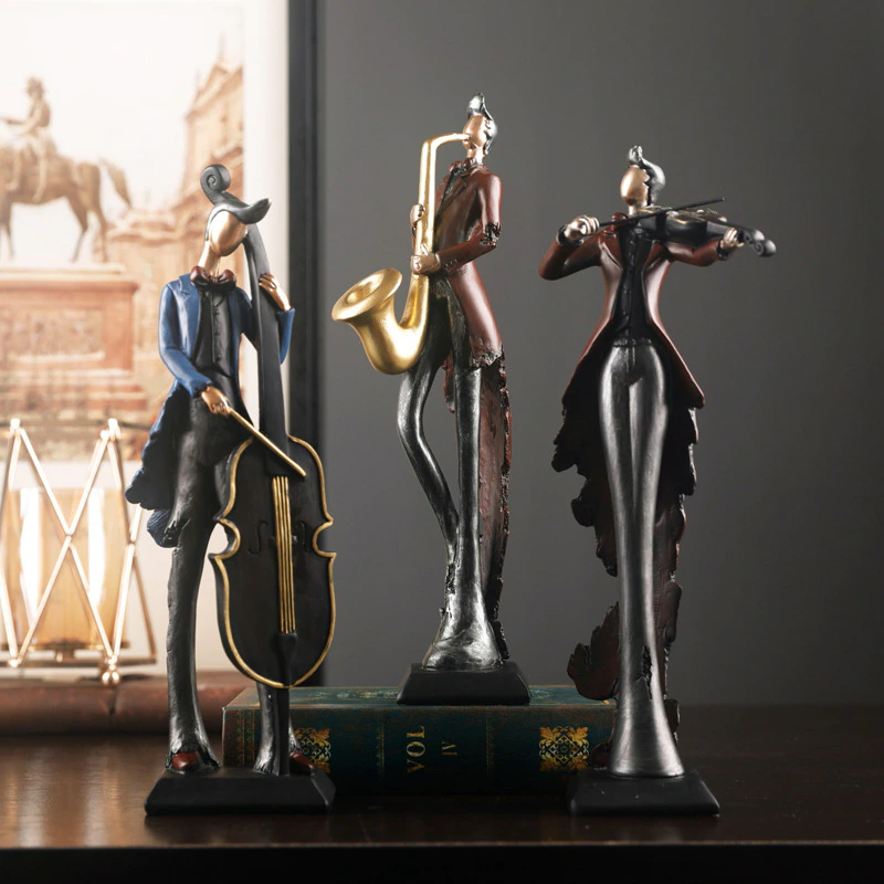 Decoración de estantería única de arte musical estatua estatua creativa decoración de la sala de estar gabinete de vinos adornos figura