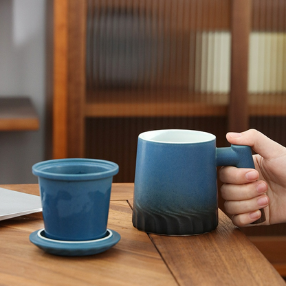 Ceramic Tea Mug Water Separation Filter Cup With Lid