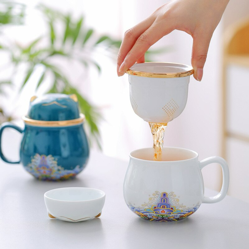 Tasse à thé et à café chat chanceux mignon avec infuseur tasse de chat de la cité interdite avec couvercle thé féminin en céramique I tasse à café tasses à thé au lait verres