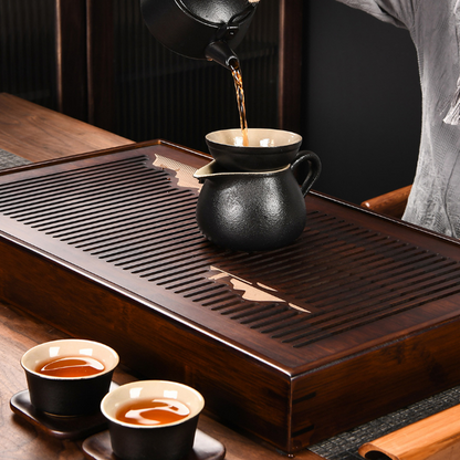 Messola per acqua di drenaggio del vassoio per tè in legno - Gong vassoio di tè Fu