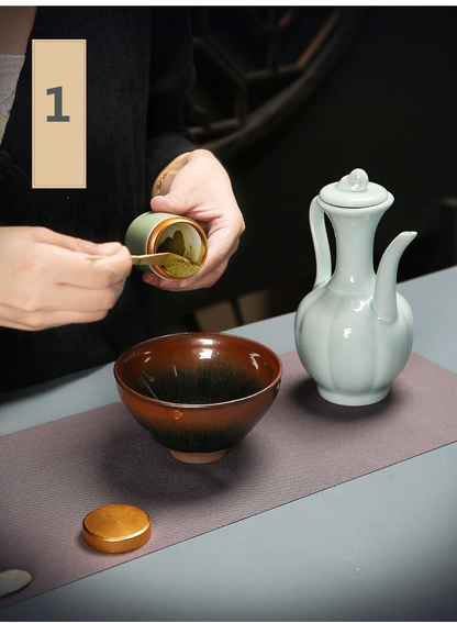 Conjunto de presentes de chá matcha feitos à mão