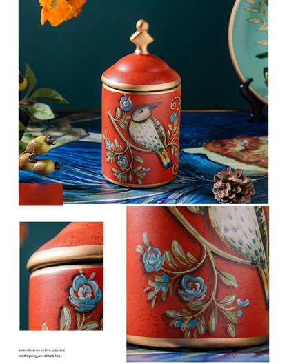 Seramik, retro taş, hava geçirmez, seramikten yapılmış Çin çay tenekesi, tatlılar için, çay töreni aksesuarları için