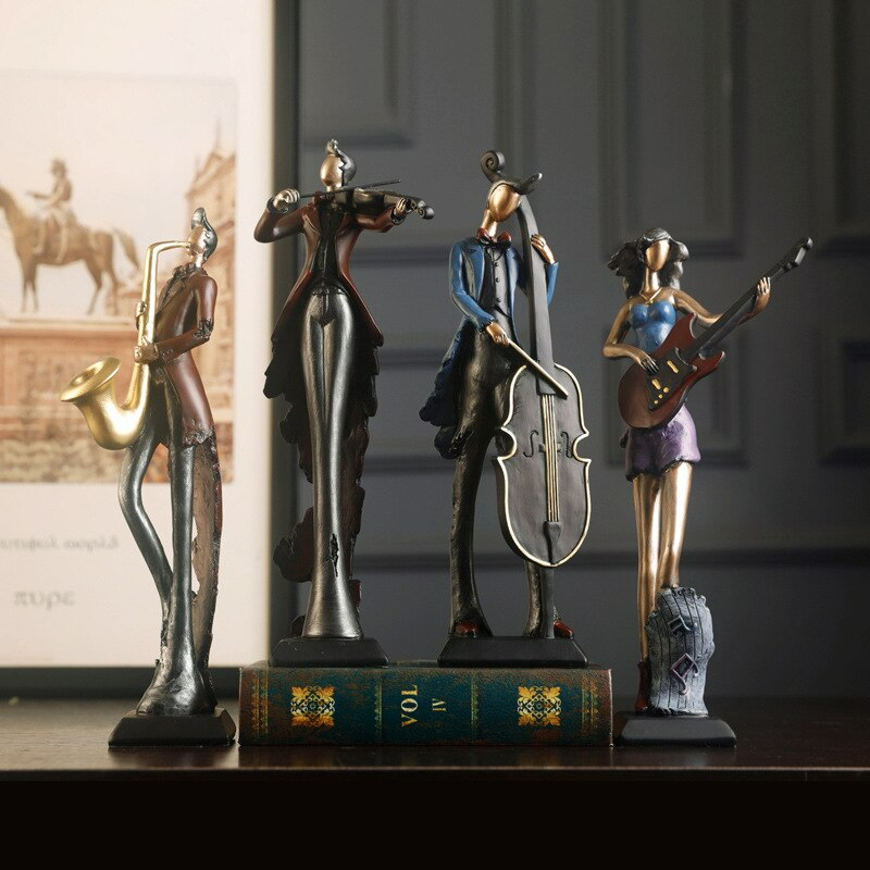 מדף ספרים ייחודי עיצוב מוסיקה אמנות דמות פסל פסל יצירתי קישוט סלון קישוטים ארון יין קישודים