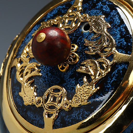 Unikalny czajniczka kung fu ręcznie robione złoto wysiane z hebanowego drewnianego uchwytu