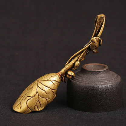 Pure Brass Lotus Leaf Teaspoon