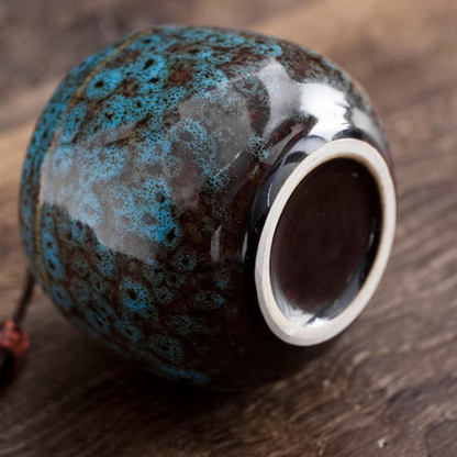 Tanque de armazenamento de chá de cerâmica pintado à mão | CASHET MEMORIAL RECIMENTO PET cinzas | Lata de recipiente de chá de chá de cerâmica japonesa | Cerimônia do chá