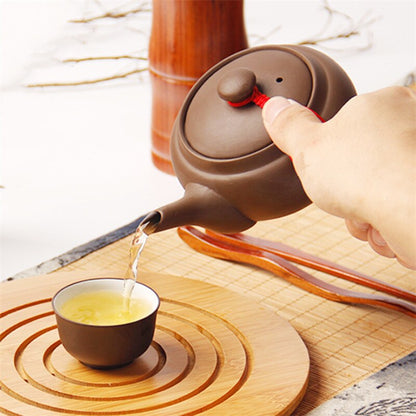Stile giapponese argilla viola tea pot fatta a mano set da tè cinese set da ufficio creativo kung futtle ceramico manico laterale teiera