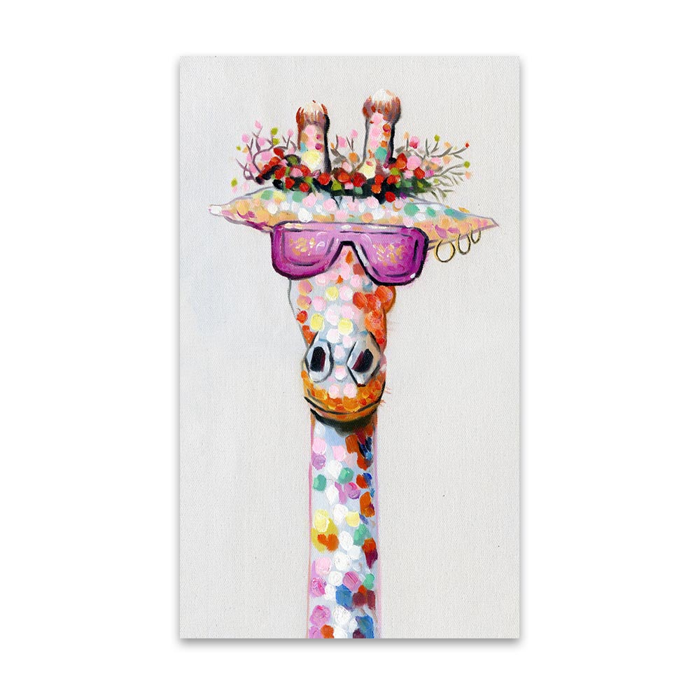 Wall Art Canvas Print Color Animal Picture Giraffe Maling Family til stue Hjemindretning Ingen ramme