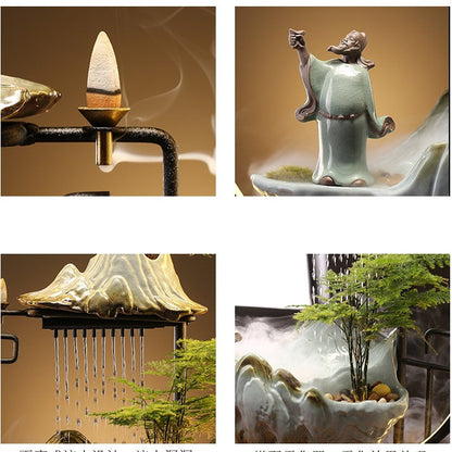 Weihrauchbrenner, Wasserfall, LED-Lampe, zirkulierende Wasserbrunnen-Ornamente