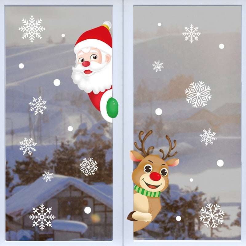 Krismas Santa Claus Window Stickers Hiasan Dinding Loket Krismas Merry Christmas Untuk Hiasan Rumah Pelekat Tahun Baru 2023