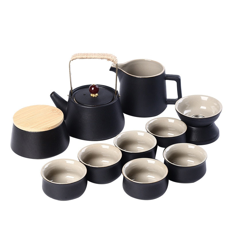 10/11pcs Przenośny zestaw herbaty z podróżą ceramiczną filiżankę czajnika japońskiego kung fu herbat kettle gaiwan ceremonia herbaciana herbaciarka herbaciarka herbaciana