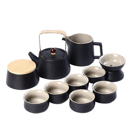 10/11 st bärbar reseuppsättning keramisk tekanna cup japansk kung fu teaset puer vattenkokare gaiwan te ceremoni teseware teacup