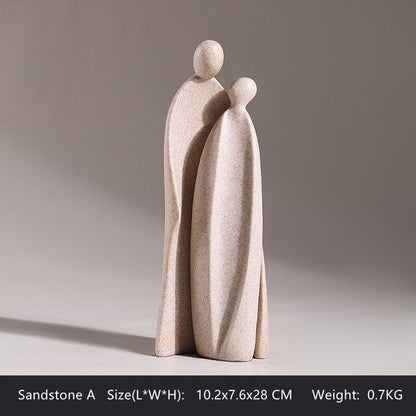 Skandinární abstraktní páry Mateřská láska rodinné sochařské sochy Handmake Character Resin Ozdoby dekorace keramické výzdoby řemesla