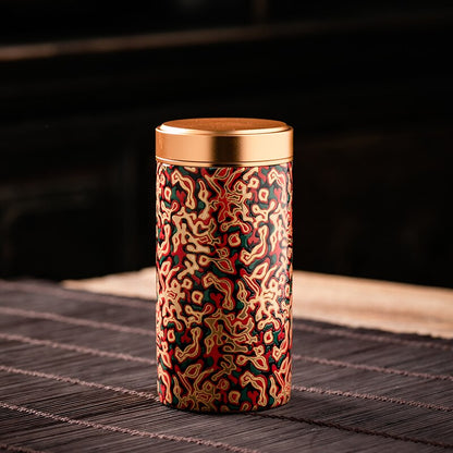 Seramik logam Double Layer Tea Caddy Moisture-Proof Meterai Tangki Portable Tea Kecil Teh Teh Tea Makanan Rumah Tangki Penyimpanan Rumah