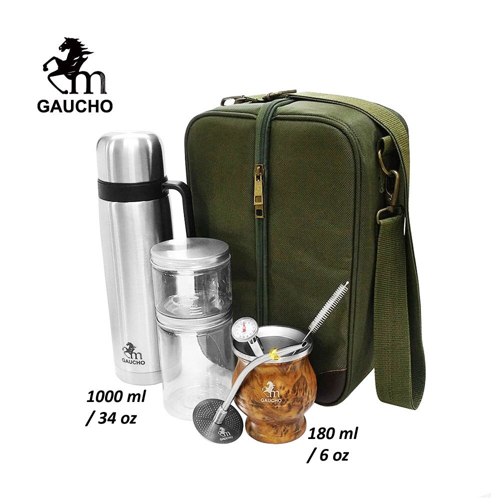 1 set/lot gaucho yerba mate kit perjalanan lebih nyaman untuk memuat termos stainless & labu bombilla jerami - teh kaleng