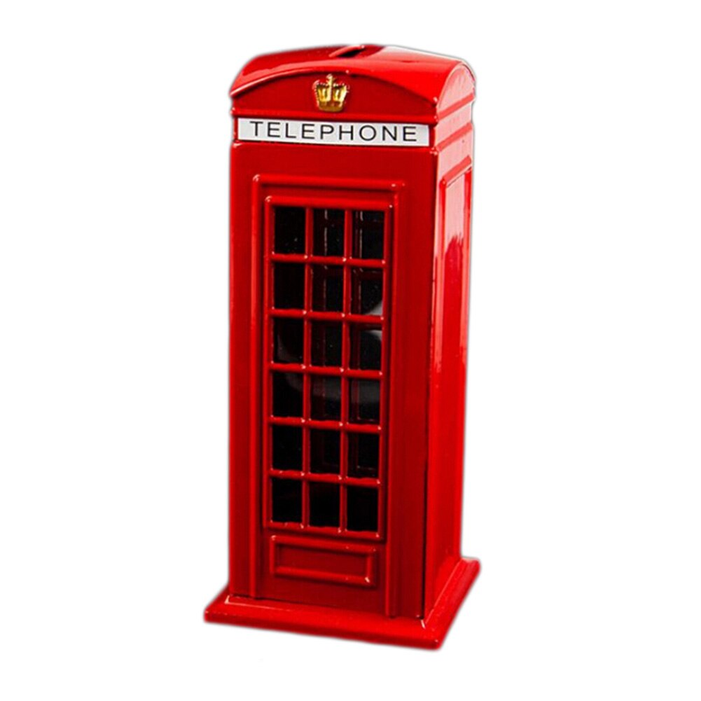 Logam Merah Inggris London London Telepon Bank Bank Koin Bank Simpan Pot Bank Piggy Red Phone Booth Box 140x60x60mm