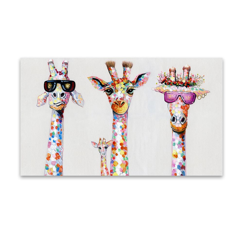Nástěnné umění plátno Print Color Animal Obrázek žirafa malba rodina pro obývací pokoj domácí výzdoba bez rámu