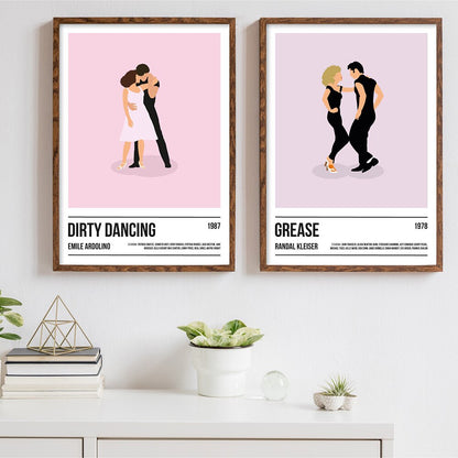 Graxa Poster Canvas Impressa Dirty Dancing Movie Painting Vintage Pulp Fiction Film Picture Boyfriend Christmas Presente Decoração de casa