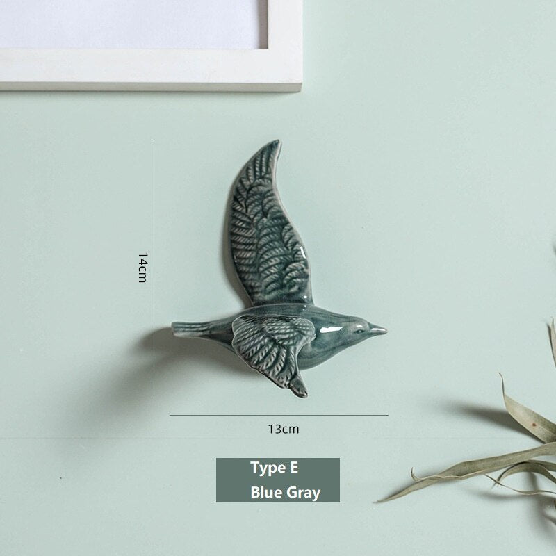 3D -keraamiset linnut muotoilevat seinän roikkuvat koristeet Yksinkertaiset kodinkoristeet tarvikkeet Decomacao para casa seinä käsityöt koristeet