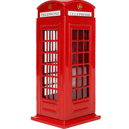 Металлический красный британский английский лондонский телефонный банк банк монет Банк сэкономить горшок с пигги -банком красной телефонной будки 140x60x60mm