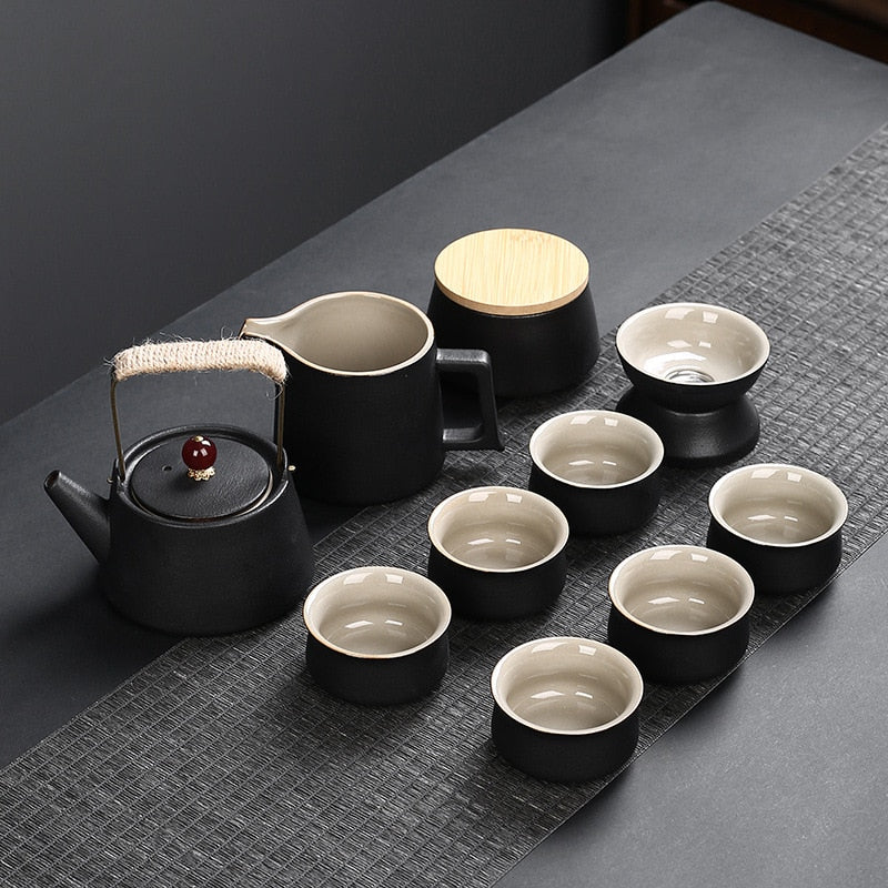 10/11 pezzi di tè portatile set da tè teatrale in ceramica tazza giapponese kung fu teaset puer kettle gaiwan cerimonia tèeffette tè tacine