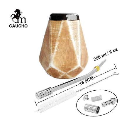 1 PC/Lot Gaucho Yerba Mate gourdes tasses de calebasse en céramique 250 ML avec filtre paille Bombilla et brosse de nettoyage