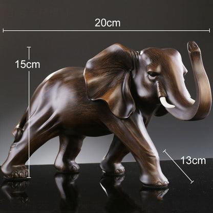 IMITITION Madera Estatua de elefante Artesanía de resina de animales Descripción de la escultura Adornos de la sala de estar Muebles Decoración del hogar Moderno