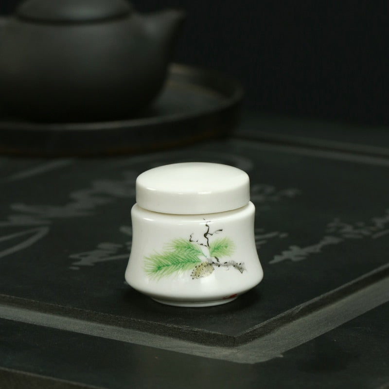 Bílá keramická nádoba malý čaj Caddy Skladovcovská nádrž Na vlhkost odolná vůči zapečetěné jar čajové plechovky čajové kontejnerové úložné bonkové bonbóny Candy Jars Čaj
