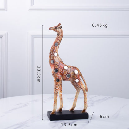تمثال ديكور على شكل زرافة ملونة عتيقة على شكل حيوان، طراز حديث وبسيط، تزيين غرفة المعيشة المنزلية، هدايا يدوية