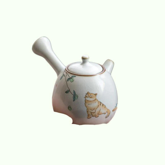 Seramik kyusu çaydanlık sevimli kedi çay pot Çin kung fu çay seti 250ml