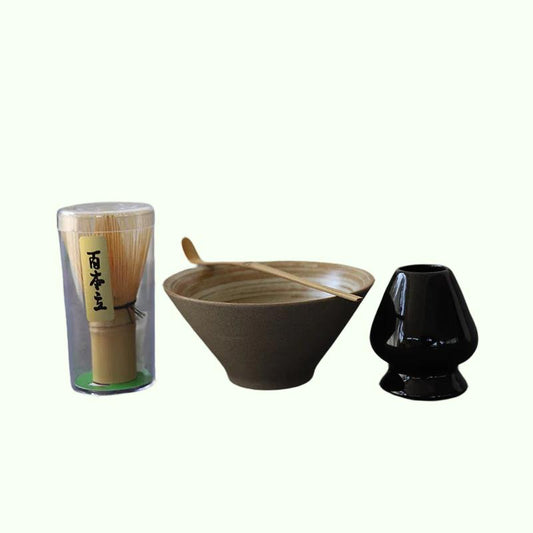LUWU مجموعات ماتشا التقليدية الخيزران الطبيعي ماتشا خفقت السيراميك ماتشا وعاء خفق حامل مجموعات الشاي على الطريقة اليابانية