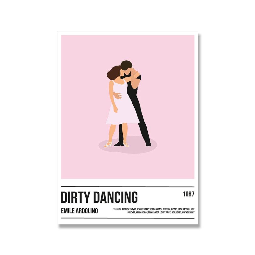 Graxa Poster Canvas Impressa Dirty Dancing Movie Painting Vintage Pulp Fiction Film Picture Boyfriend Christmas Presente Decoração de casa