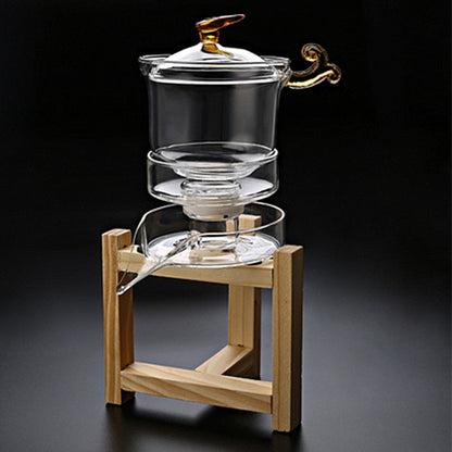 Värmebeständig glas te-set magnetisk vatten avledning roterande täckskål halvautomatisk tetillverkare lazy tekanna kungfu te set