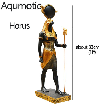 Aqumotic savaş tanrısı horus isis oğlu heykel dekor anıt antik Mısır mitolojisi 1pc kartal yılan asası süslemeler