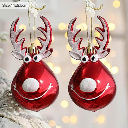 2pcs Elk Christmas Balls Ornaments Xmas Tree Hanging Bauble Pendant  Christmas Decorations for Home New Year Party Navidad 2022