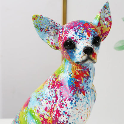 אמנות יצירתית Chihuahua צבעונית קישוטים קטנים ויצירות שרף כלבים מלאכה לקישוט הבית צבע מודרני פשוט משרדי שולחן עבודה מלאכה