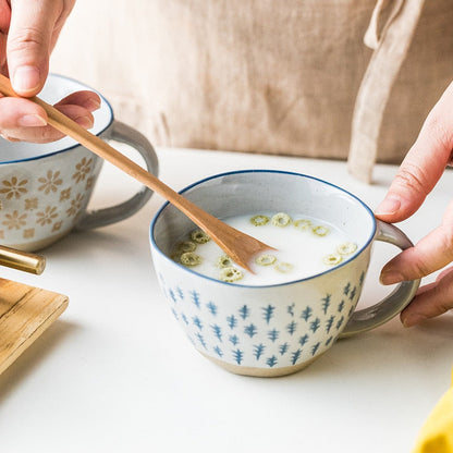 أكواب فخار يابانية عتيقة مزججة من السيراميك للإفطار والقهوة والحليب والشاي وأكواب الحبوب ووعاء المطبخ وديكور المنزل وأدوات المائدة المصنوعة يدويًا