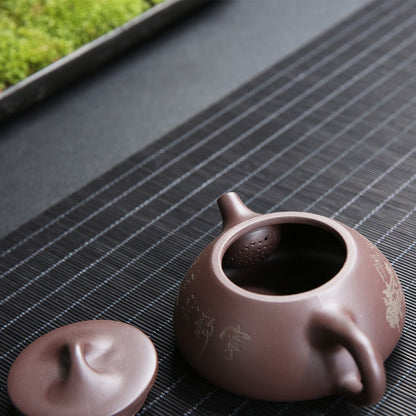Yixing Raw Ore Purple Sand Shipiao Pot Patrón tradicional Cadera Púrpura Tetera hecha a mano Pot de té Kung Fu 185ml
