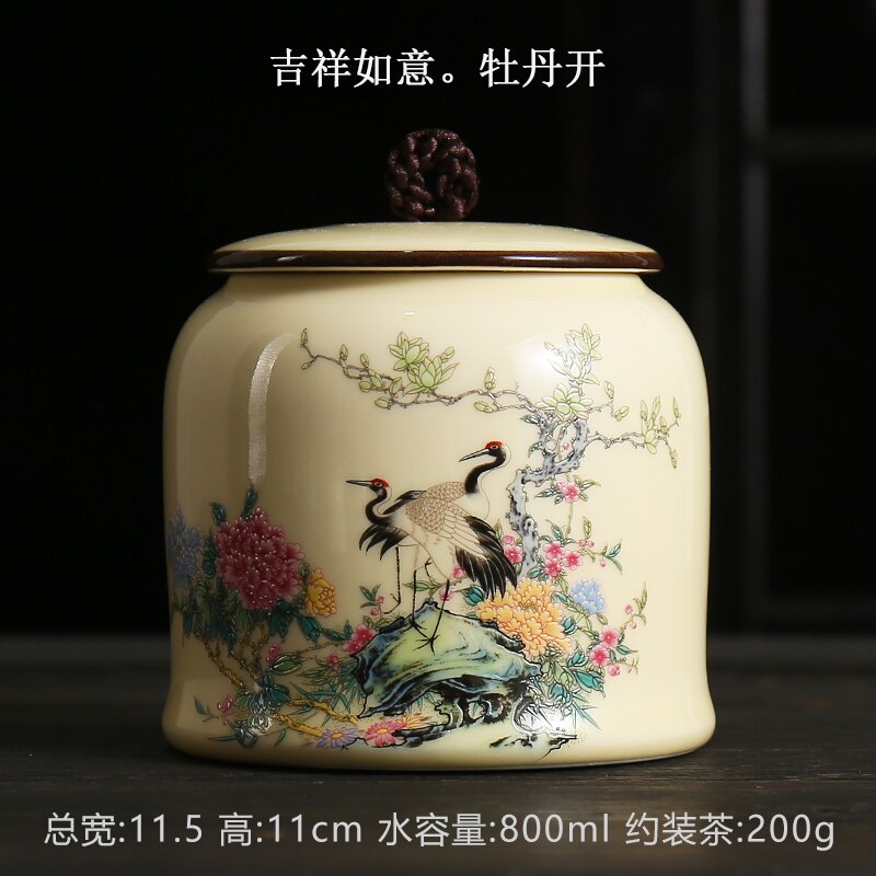 Vintage Tea Caddies kan potten lådan burk containrar keramiska förseglade celadon hushållens gåva hemdekoration;