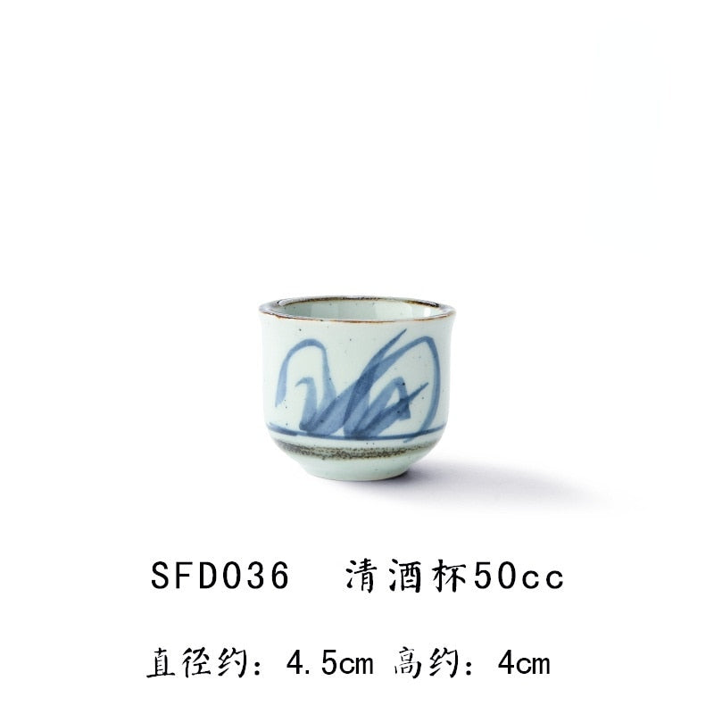 Japanese and Korean Creative Sake Cup Liquor Cup Hand-painted Celadon Jug Wine Set Ceramic Wine Dispenser Sake Set