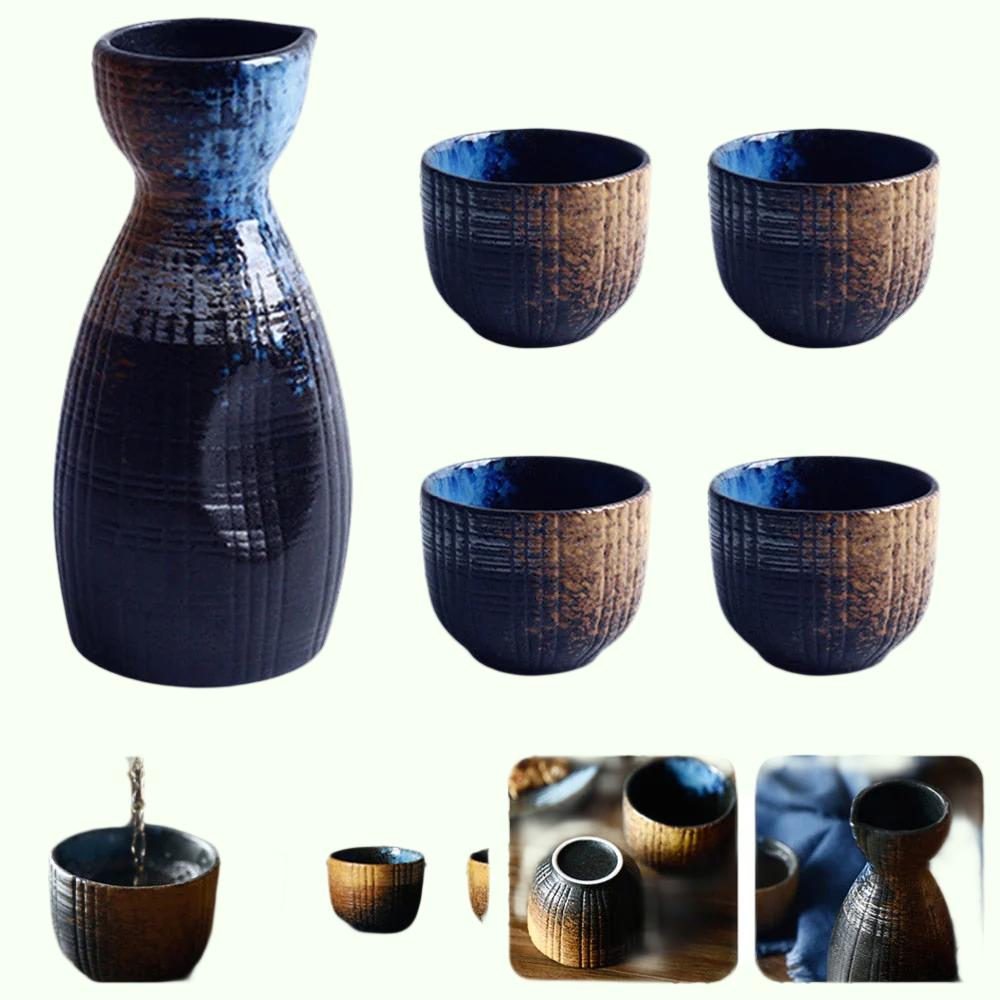 1 sett utsøkt japansk stil keramikk skyld kopp skyld potte retro sake sett japansk retro enkel keramisk sake kopp og potte sett