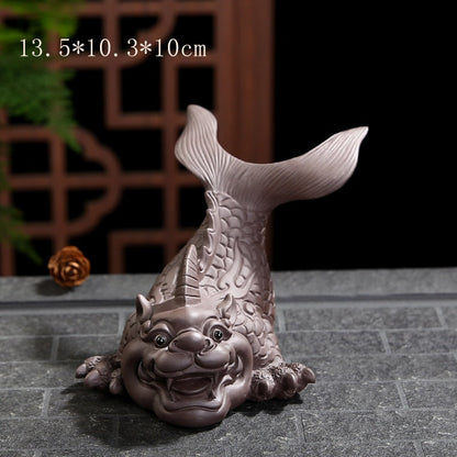 Purple Clay Lucky Fish Mascot Tea Pet Accessories Handicraft Home Decoration Business Gift Home Furnishing Articles