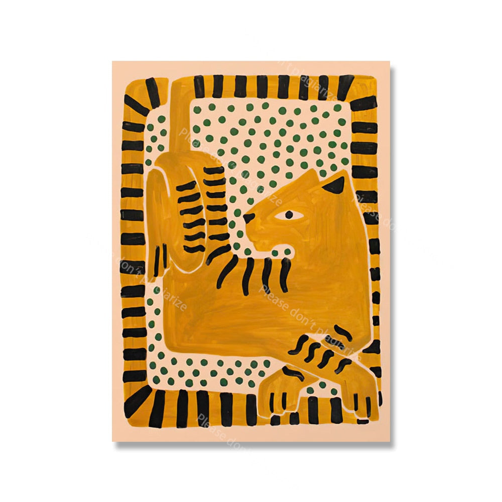 מצרים עתיקה תקציר תקציר בוהו פוסטר נמר נמר דמות קיר אמנות הדפסים בד קנבס ציור תמונות לעיצוב לסלון