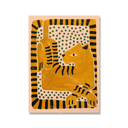 Muinainen egypti värikäs abstrakti boho -juliste Tiger Leopard -hahmo seinätaide tulostaa kangasta maalaus sisustuskuvia olohuoneelle