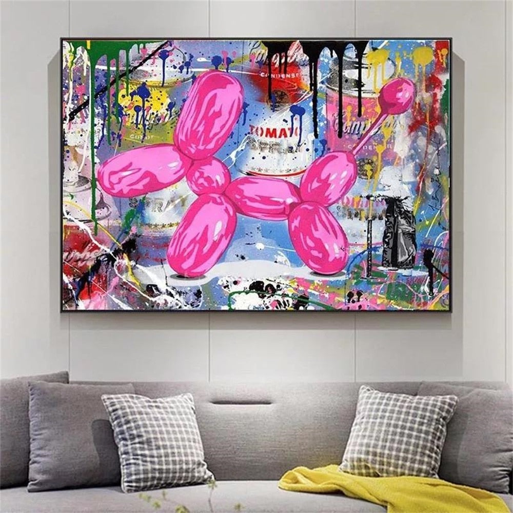 Graffiti Balloon Good Dog Pop Art Poster Print On Canvas Maleri abstrakt bilde for stue hjem dekorasjon rammeløs