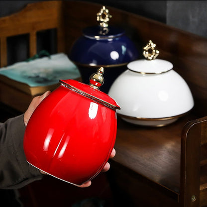Caddy de té de cerámica Accesorios de decoración de tanque de almacenamiento grande Caddies de té de té Tank Finish Frash Candy Jar Organizador de té