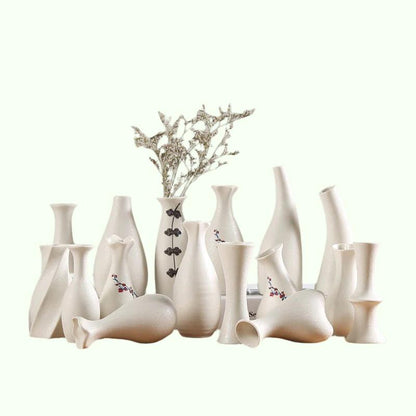 Vasos de cerâmica branca modernos estilo chinês design simples e vasos de porcelana para flores artificiais estatuetas decorativas