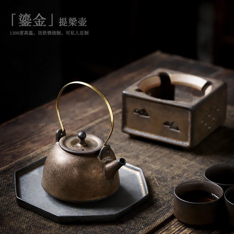 Vintage keramisk håndtak gryte liten japansk stil tekanne kung fu te sett tekanne antikk gammel leirgryte single potte
