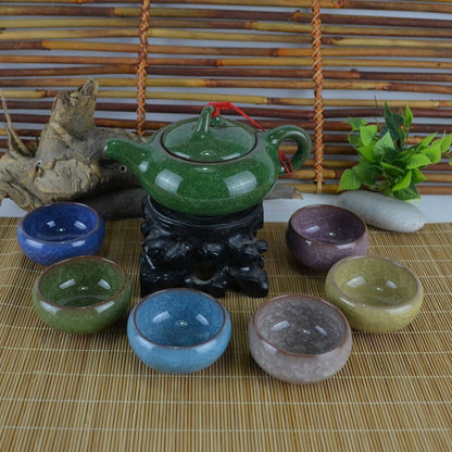 Keraaminen posliini Kung fu Tea Set Teaware Tea Cup -sarja 6 teekastia ja kuppisarja violetti savi värikäs jään säröillä